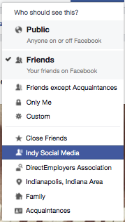Indy Social Media custom list